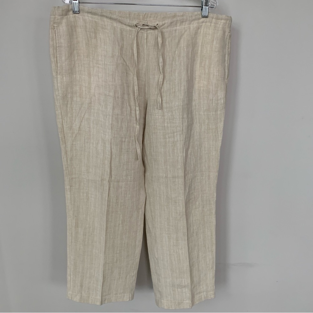 Wrap Wide Leg Drawstring Waist‎ 100% Linen Pants Size 12